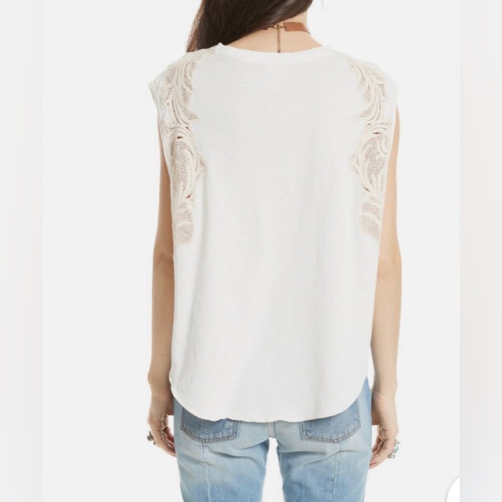 Tailored Free People Bonsai Cotton Crochet Muscle Tee white Medium - Picture 5 of 11